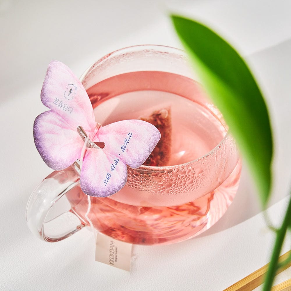 KKOKDAM Butterfly Flower Tea Bag 3 Butterfly Tea Bag Pink Gift Box