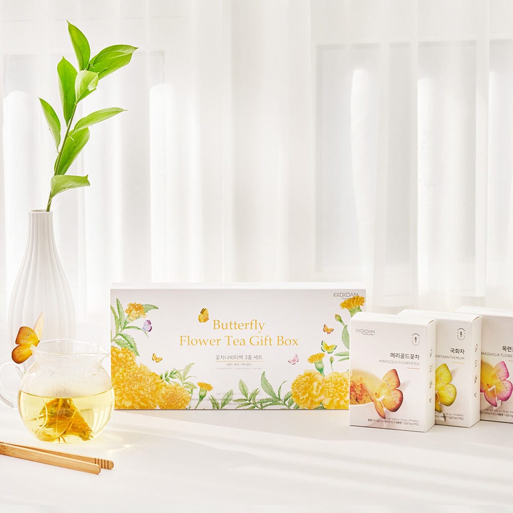 KKOKDAM Butterfly Flower Tea Bag 3 Butterfly Tea Bag Yellow Gift Box