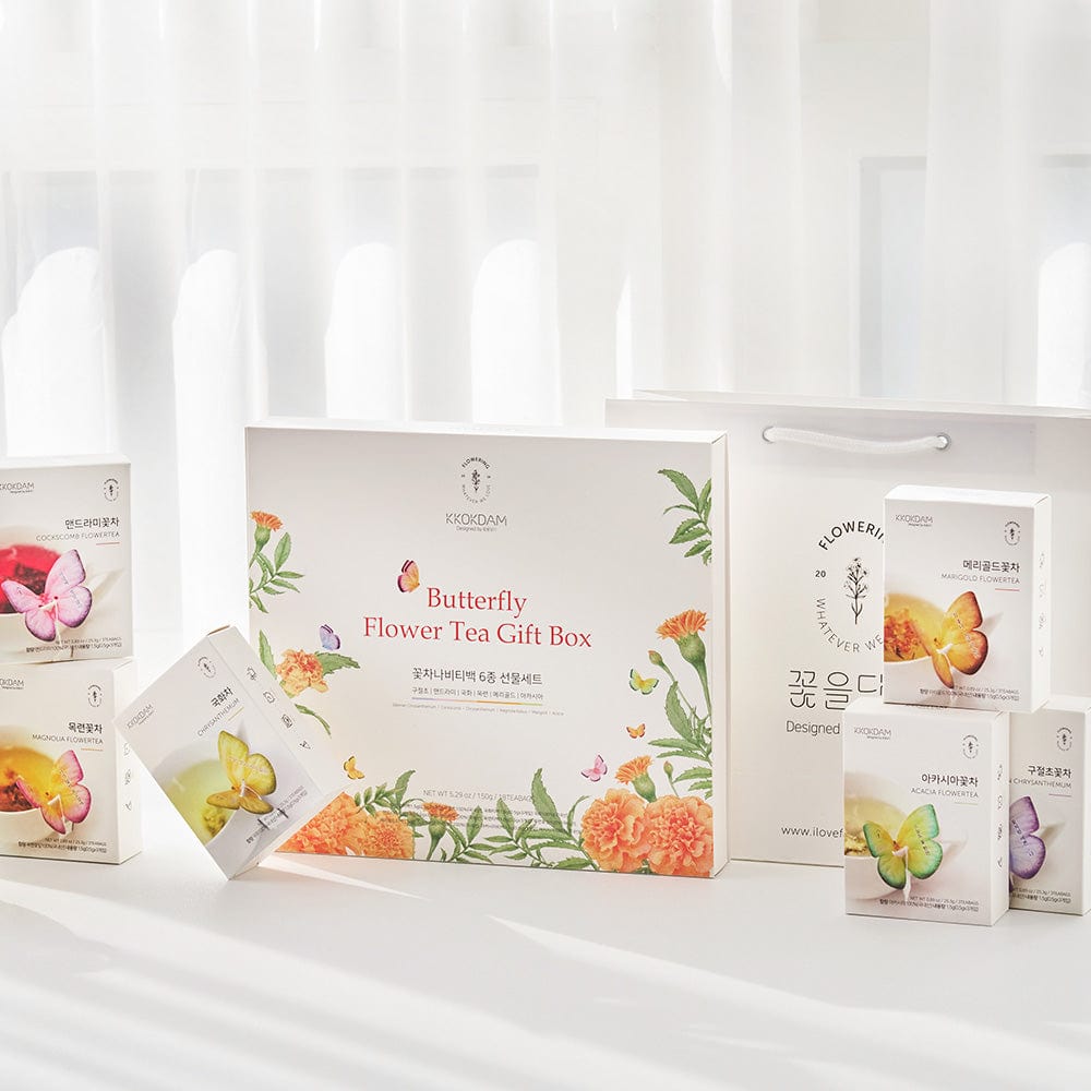KKOKDAM Butterfly Flower Tea Bag 6 Butterfly Flower Tea Bag Orange Box