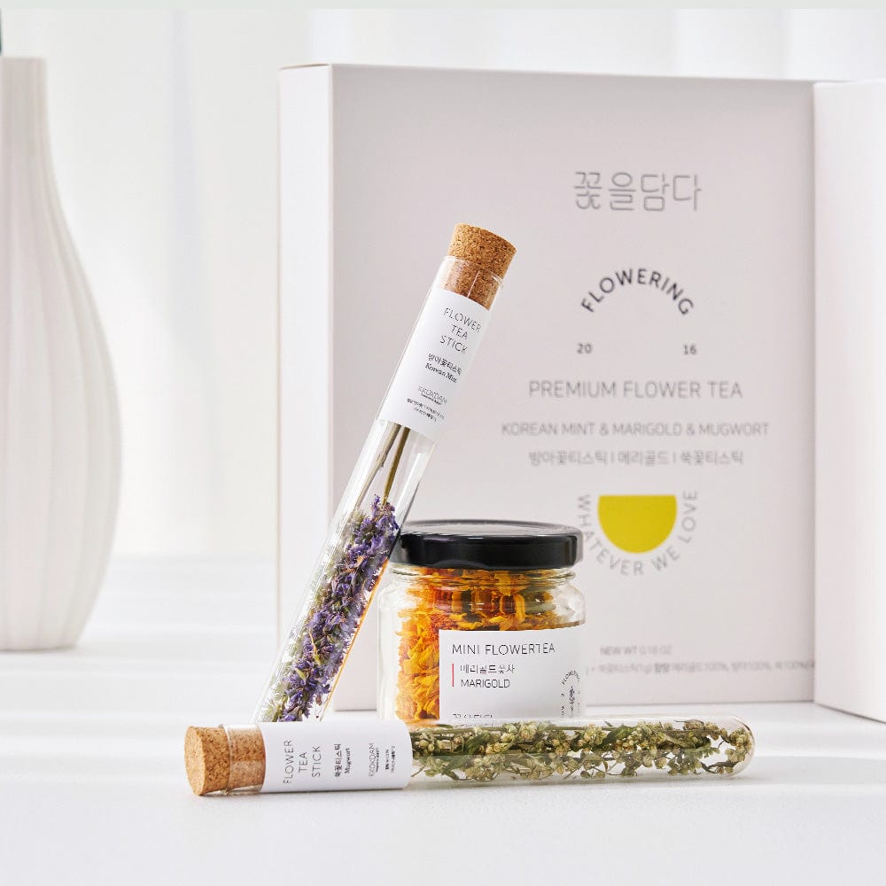 KKOKDAM Gift Set 1 Mini Flower Tea & 2 Flower Tea Stick Gift Set