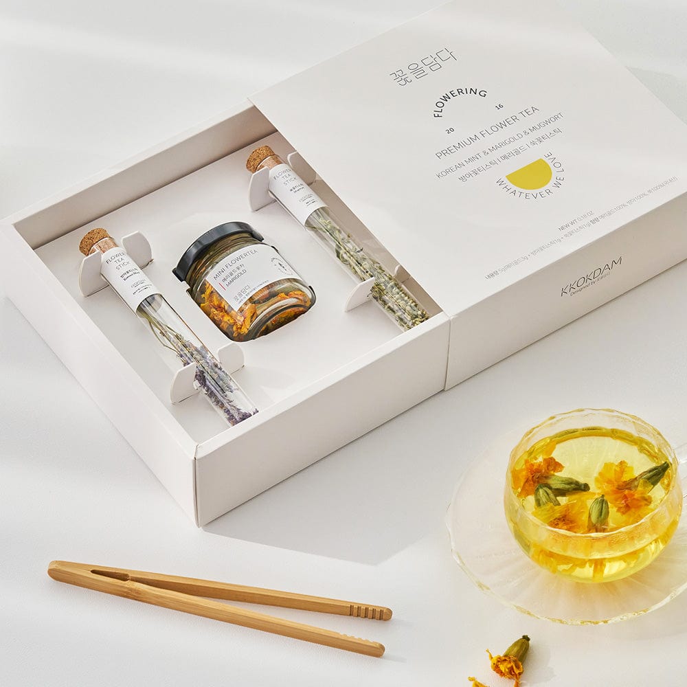 KKOKDAM Gift Set 1 Mini Flower Tea & 2 Flower Tea Stick Gift Set