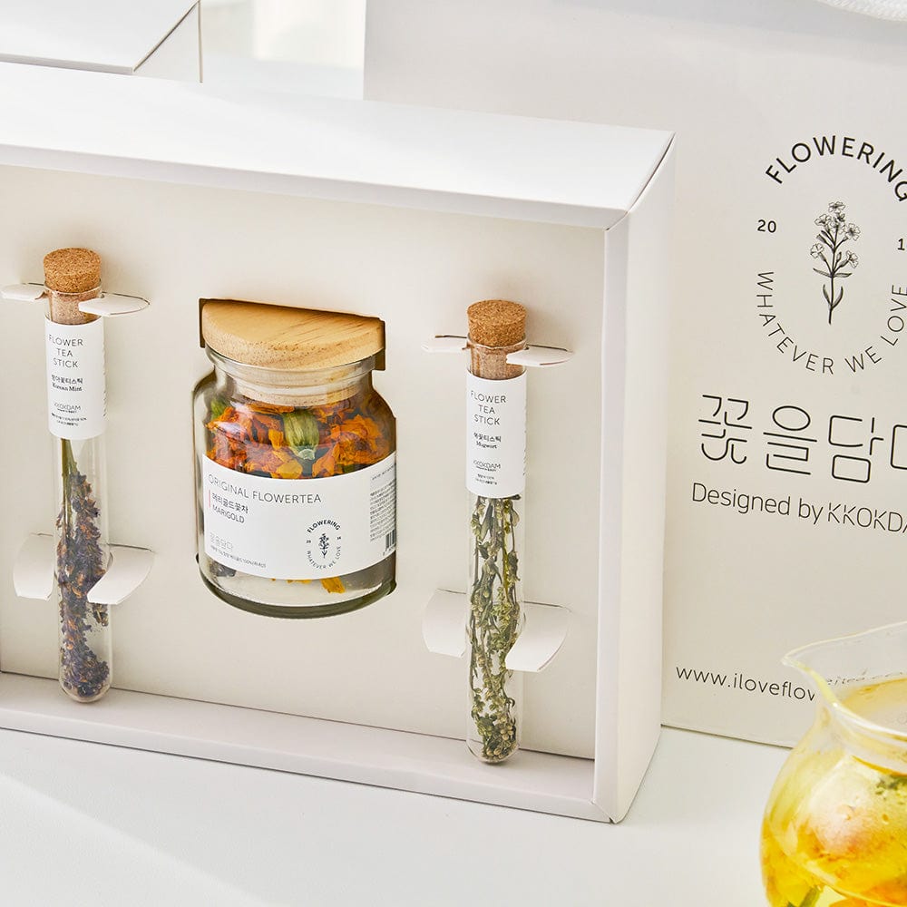 KKOKDAM Gift Set 1 Original Flower Tea & 2 Flower Tea Stick Gift Set