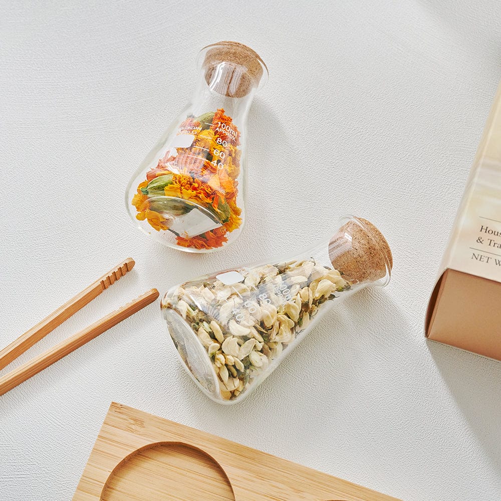 KKOKDAM Gift Set Housewarming Flower Tea & Wood Tray Set