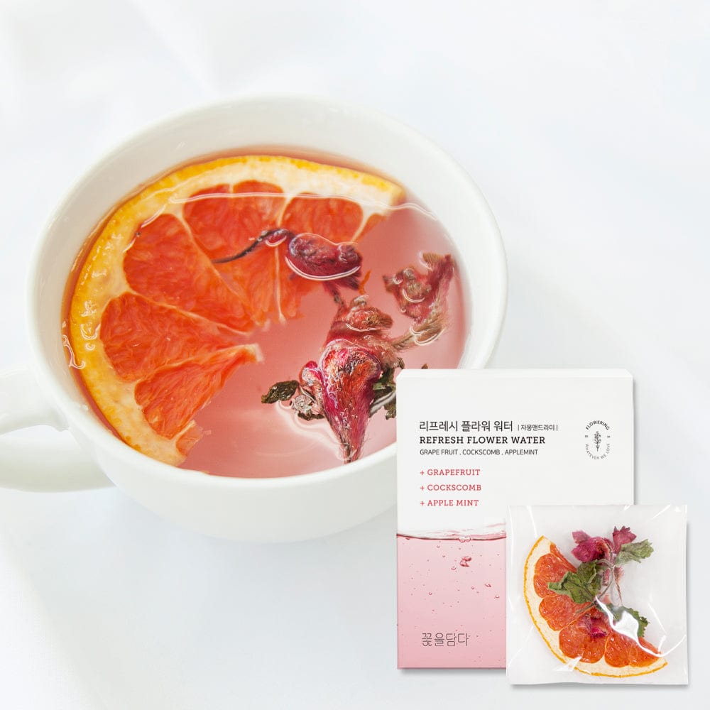 KKOKDAM Refresh Flower Water Fruit & Flower Tea (10ea) Box - Grapefuit & Cockcomb & Apple Mint