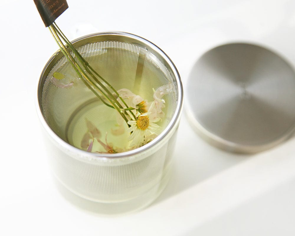 KKOKDAM Coffee Servers & Tea Pots Glass Tea Mug with Stainless Steel Infuser (350ml)