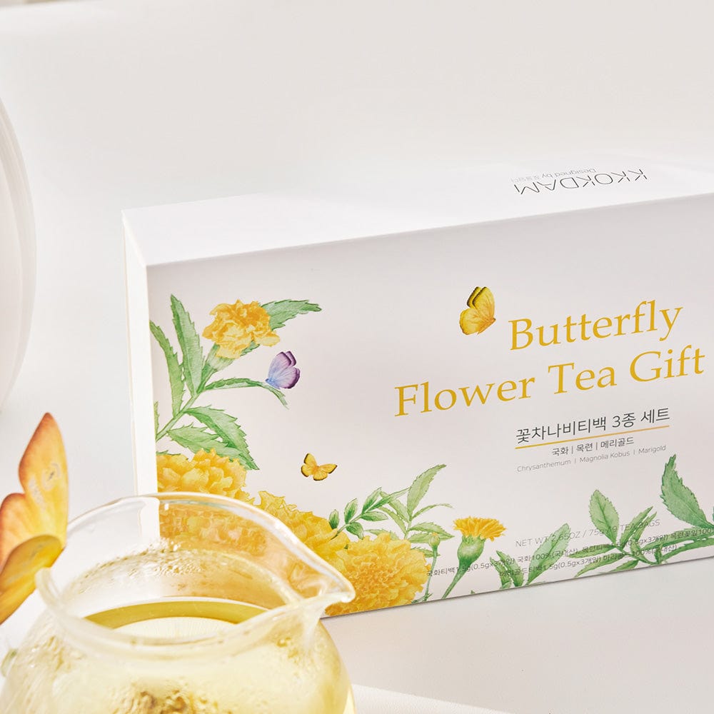 KKOKDAM Butterfly Flower Tea Bag 3 Butterfly Tea Bag Yellow Gift Box