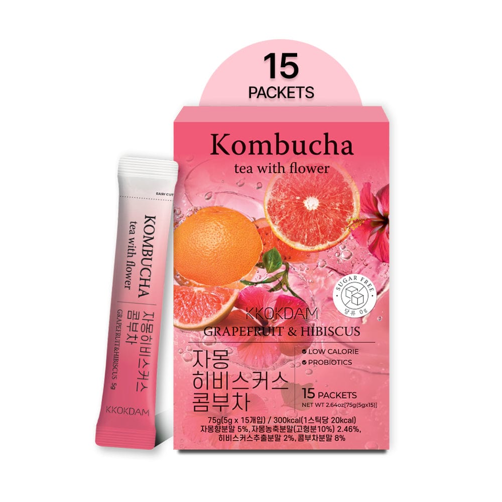 KKOKDAM [Grapefruit&Hbiscus]Flower Kombucha Tea 1Box(15 packets)