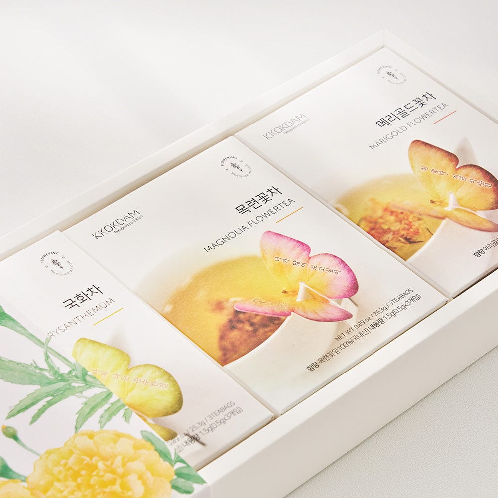 KKOKDAM Yellow 1BOX + Pink 2BOX 3 Butterfly Tea Bag Gift Box 2+1