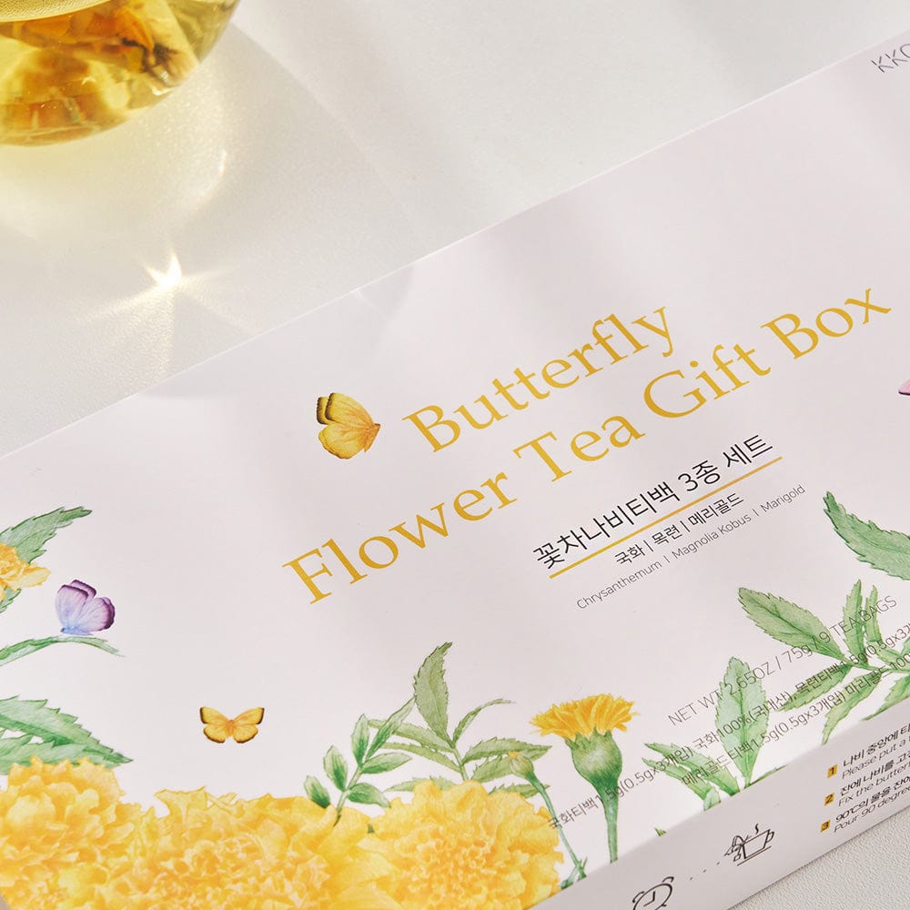 KKOKDAM Yellow 3BOX 3 Butterfly Tea Bag Gift Box 2+1